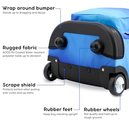 J World Sunrise Kids Rolling Backpack with Wheels for Girls Boys, Roller Bookbag for School, 18 x 13 x 9 Inches, Blue Gradient - color: Blue Gradient