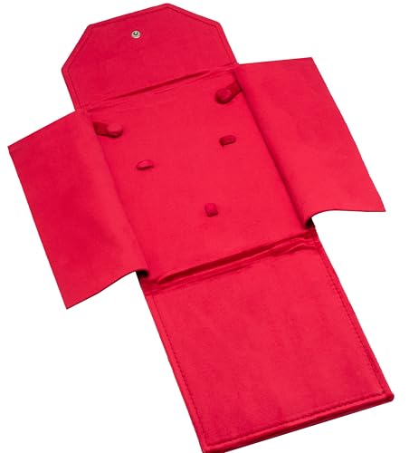 Velvet Necklace Jewelry Travel Folder Storage Display Case - color: Red