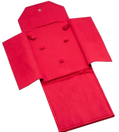 Velvet Necklace Jewelry Travel Folder Storage Display Case - color: Red