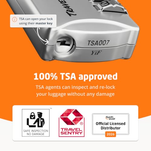 TravelMore Luggage Locks TSA Approved, 4-Digit Travel Combination Locks - color: Silver, size: 3 Pack