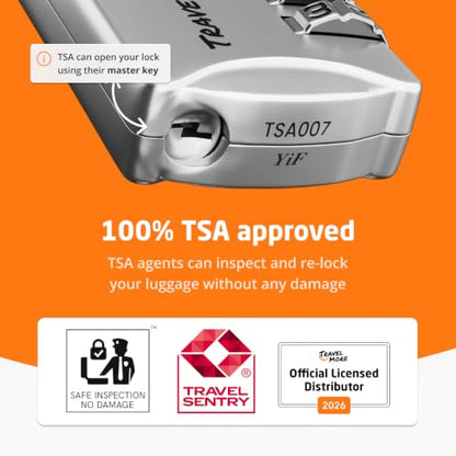 TravelMore 수하물 자물쇠 TSA 승인, 4자리 여행용 콤비네이션 자물쇠 - color: 실버, size: 3개