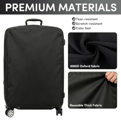 Luggage Cover Protector Compatible with Tumi, Upgraded Oxford Fabric Stretch Cover with Double Zipper, Washable Travel Suitcase Protector, Fits 20-21 Inch Case(Black) - size: 20-21