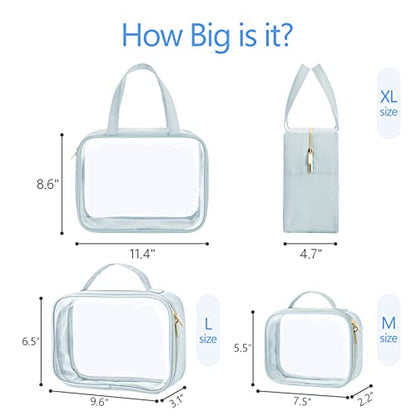 PACKISM Clear Makeup Bag Travel - TSA Approved Toiletry Bag, 3 Grayish Blue - color: 05 Grayish Blue, size: Full Vacation (Mixed Sizes)