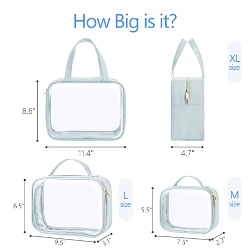 PACKISM Clear Makeup Bag Travel - TSA Approved Toiletry Bag, 3 Grayish Blue - color: 05 Grayish Blue, size: Full Vacation (Mixed Sizes)