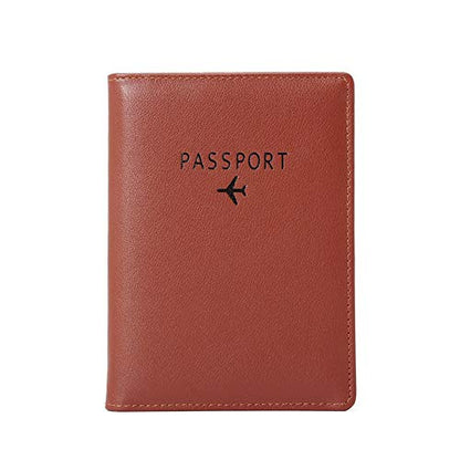 BAKUN Travel Wallet & Family Leather Passport Holder Cover RFID Blocking Travel Wallet, Leather Card Case, Travel Document Organizer Case(Coffee) - color: Coffee