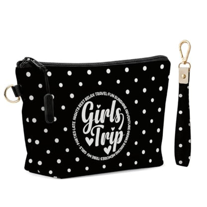 Fokongna Makeup Bag with Keychain Wristlet, Girls Trip Dots - color: Girls Trip Dots
