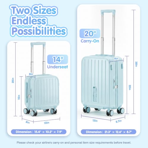 Ride On Suitcase for Kids 2 Piece Carry On Luggage Set (Light Blue) - color: Light Blue