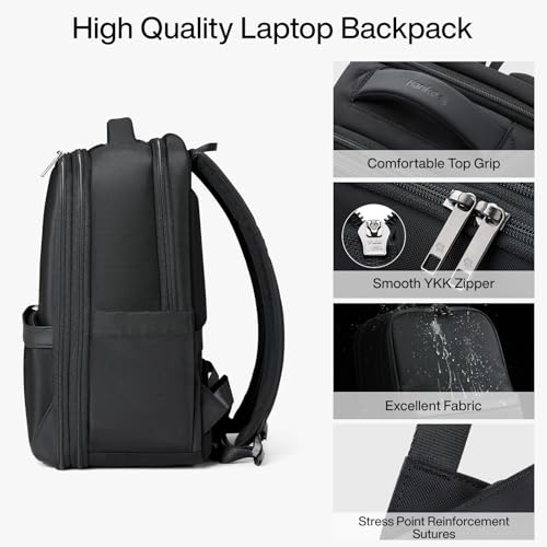 Hanke Expandable Travel Backpack 16 Inch, Full-Open Laptop Backpack, Black - color: Black, size: 16 Inch