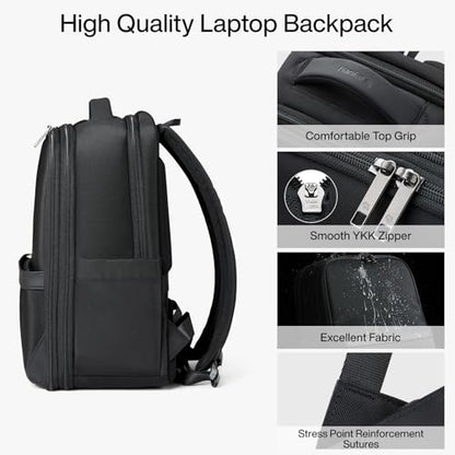 Hanke Expandable Travel Backpack 16 Inch, Full-Open Laptop Backpack, Black - color: Black, size: 16 Inch