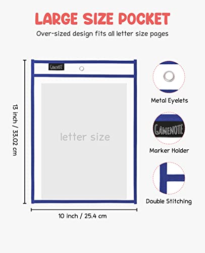 GAMENOTE 30 Pack Dry Erase Pockets, 10x14 Reusable Sleeves, Blue - color: Blue, size: 30 Pack