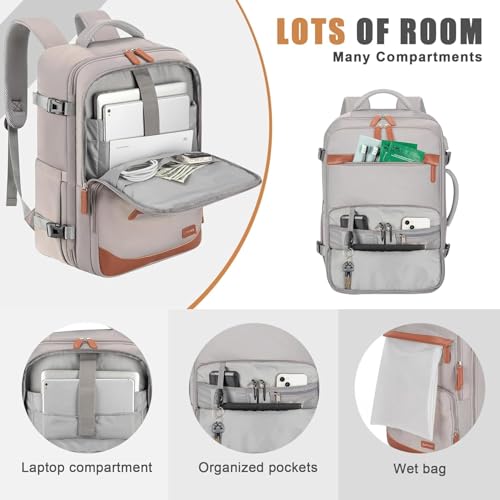 50L Travel Backpack, Flight Approved Carry On Laptop Backpack - color: Grey, size: X-Large