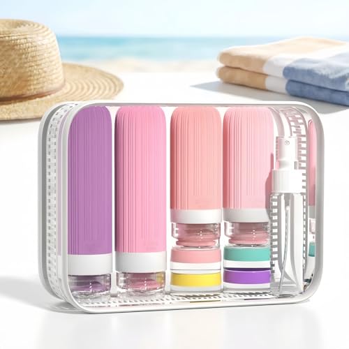 Vitog 16 Pack Travel Bottles for Toiletries, TSA Approved, Leak Proof Kit - color: Pink & Purple