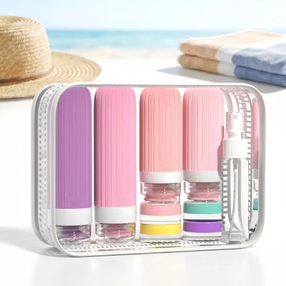Vitog 16 Pack Travel Bottles for Toiletries, TSA Approved, Leak Proof Kit - color: Pink & Purple