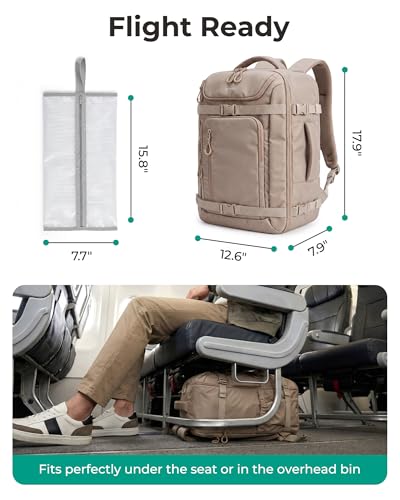 BAGSMART Travel Backpack for Women & Men, 17-Inch Laptop Carry on Backpack - color: Coffee Brown