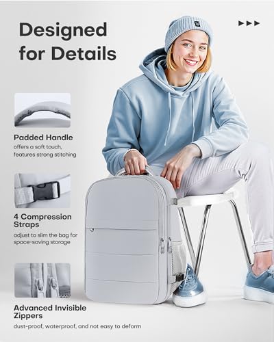 HOTOR Travel Backpack Flight Approved Bag Men Women, Large Grey - color: Grey, size: Large