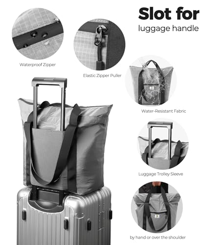 Foldable Travel Bag, 26L Lightweight Weekender Duffel, Expandable Second Carry-On Bag for Travel & Shopping, Water-Resistant Personal Item Bag, Gray - color: Gray