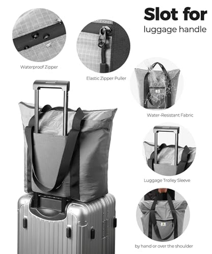 Foldable Travel Bag, 26L Lightweight Weekender Duffel, Expandable Second Carry-On Bag for Travel & Shopping, Water-Resistant Personal Item Bag, Gray - color: Gray