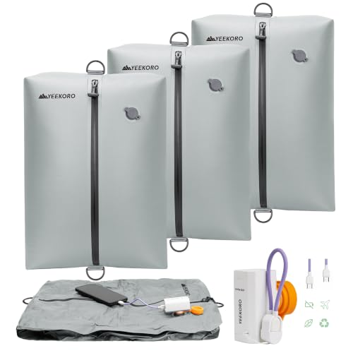 Vacuum Bag for Travel,IPX8 Waterproof Reusable Compression Bags - color: Upgraded Gray, size: 3 PC -With Pump