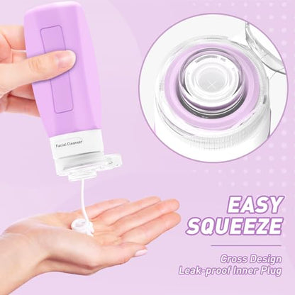 Redfly Travel Bottles for Toiletries 3oz, Silicone Travel Size Containers - color: Purple, size: 4Packs