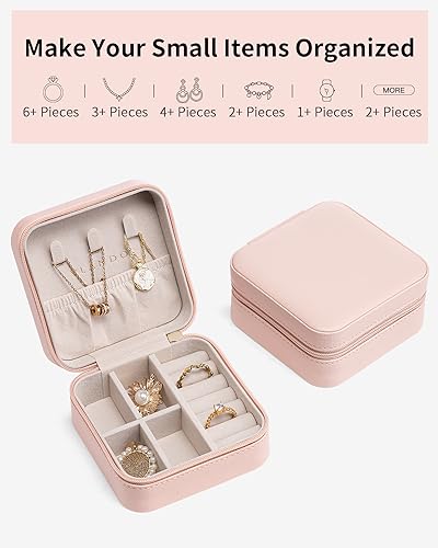 VLANDO Travel Jewelry Case, Compact Design, Necklace Hook, Anti-Tangle - color: A.Pink