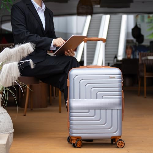 Romswi 30" Hardside Checked Luggage, Large Checked Suitcase with Dual 360° Spinner Wheels,Hardshell Suitcase with TSA Lock,YKK Zipper, Scratch-Resistant Silver - color: Silver, size: 30 Inch
