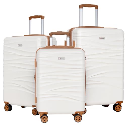Romswi Hardside Expandable 3PCS Luggage Set with Spinner Wheels,Hard Shell Lightweight Luggage with TSA Lock(20/24/28) White - color: White, size: 3-Pcs Set (20"/24"/28")