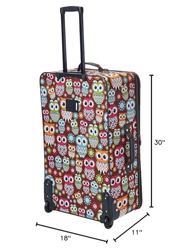Rockland Vara Softside 3-Piece Upright Luggage Set,Expandable, Owl, 20 inch,22 inch,28 inch - color: OWL