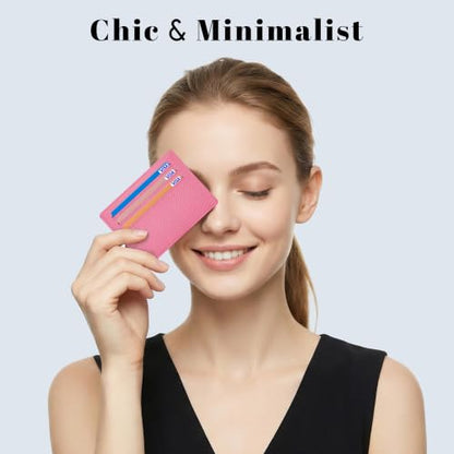 Airkit Small Slim ID Case, Womens Credit Card Holder Wallet, RFID Sleeve - color: Vibrant Pink