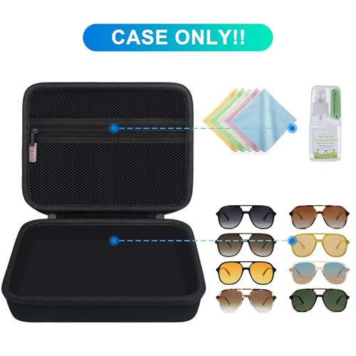 BOVKE Travel Sunglasses Organizer, Glasses Display Case, Eyeglasses Organizer Storage Holder for Multiple Pairs for Men Women