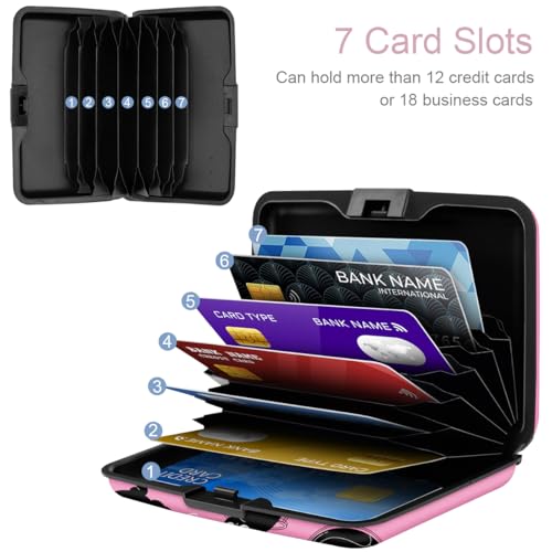 Coco Rossi Credit Card Holder RFID Aluminum Small Mini Wallet Women - color: Pink Black Cats