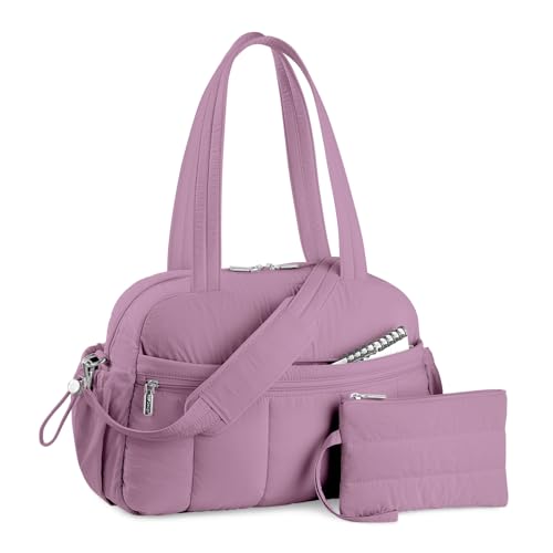 TOPDesign Travel Duffel Bag, Puffy Carry On Overnight, Gym Bag w/Wet Pocket - color: Purple