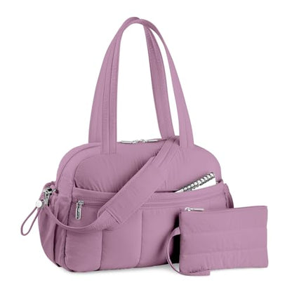 TOPDesign Travel Duffel Bag, Puffy Carry On Overnight, Gym Bag w/Wet Pocket - color: Purple