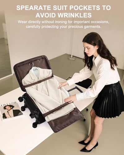 LOVEVOOK Carry on Suitcase 22x14x9 Airline Approved,20in Luggage with Wheel - color: Black-violet-indigo Purple