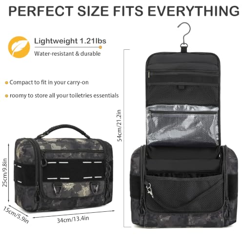 Tactical Toiletry Bag for Men, Hanging Travel Toiletry Bag Men Dropp Kit - color: CM Black