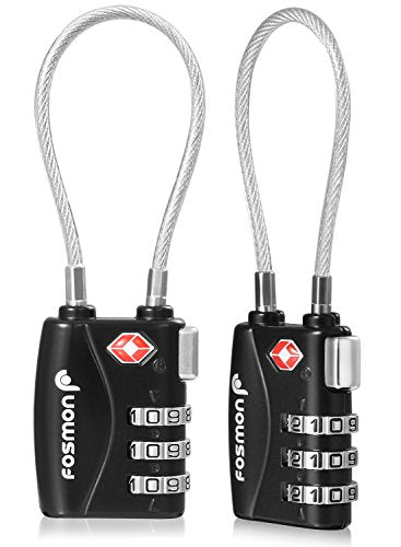 Fosmon TSA Approved Cable Luggage Locks, 3 Digit Combination, 2 Pack Black - style: 3 Digit mini black 2 pack