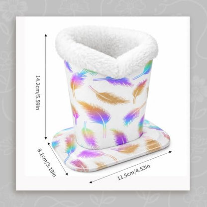 Plush Lined Eyeglasses Holder, Cute Glasses Stand for Women Kids - color: Integrated White Feather