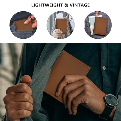 BAPHITY Unisex Leather RFID Blocking Vacation Passport Organizer, Red Brown - color: red-brown, style: Rfid Protected