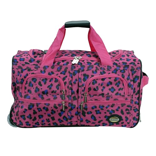 Rockland Rolling Duffel Bag, Black, 22" - color: Magenta Leopard, size: 22"