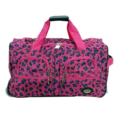 Rockland Rolling Duffel Bag, Black, 22" - color: Magenta Leopard, size: 22"