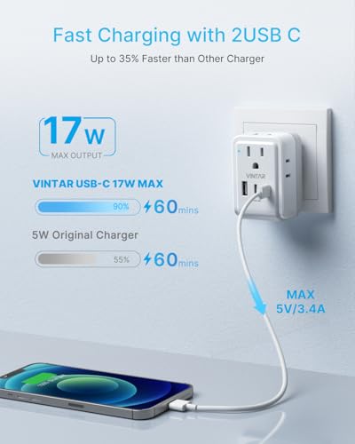 VINTAR 2 Pack Type G Adapter for Travel, 5 in 1 Foldable UK Power Adaptor - style: Type G - UK Ireland
