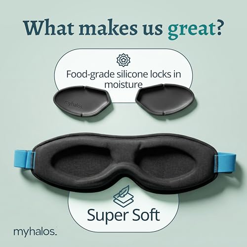 MyHalos® Silicone Sleep Mask, Blackout Eye Mask, Zero Pressure, Washable