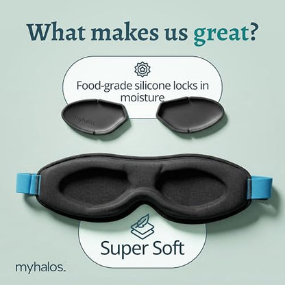 MyHalos® Silicone Sleep Mask, Blackout Eye Mask, Zero Pressure, Washable