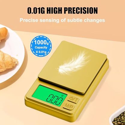 1000g Gram Scale, Diyife 0.01g Precision Pocket Scale with Backlit LCD - color: Gold