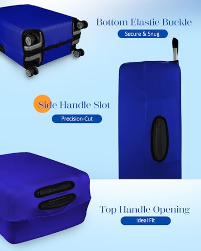 Slohif Luggage Cover for Suitcase Tsa Approved Protector - Blue Luggage Sleeve Large Suit Case Cover Travel Stretch Baggage Case Protective Washable Fit 24-27 Inch - size: M-(24-27) Inch, style: Blue