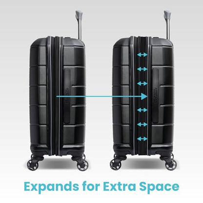 American Tourister Stratum 2.0 Hardside Expandable Luggage with Spinners | Jet Black | 3PC (CO/MED/LG) - color: Jet Black, size: 3-Piece Set (Carry on/Medium/Large)
