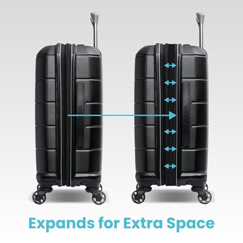 American Tourister Stratum 2.0 Carry-On Luggage, Expandable Hardshell Suitcase with Spinner Wheels, Ergonomic Handle Grip, Durable ABS Shell, Large Zipper Pulls, Max Capacity Interior - Charcoal - color: Charcoal, size: 20-Inch Carry-On