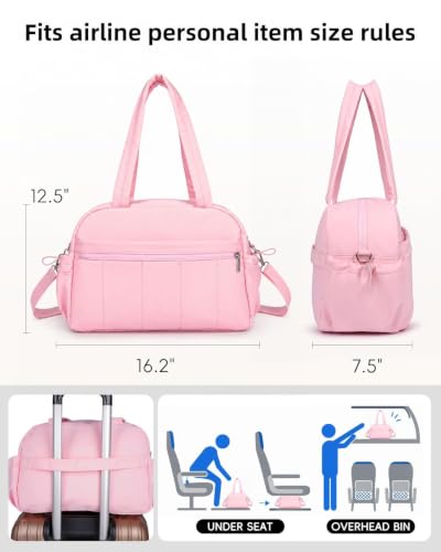 Duffle Bag Gym Bag, Personal Items Bag, Overnight Weekender - color: puffy petal pink