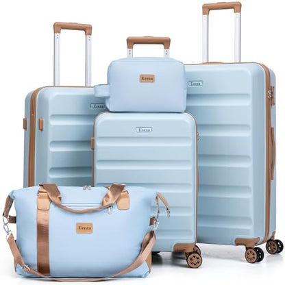 Eeeza 5 Piece, Luggage Set Lightweight Durable Hardshell20/24/28 LightBlue - color: LightBlue