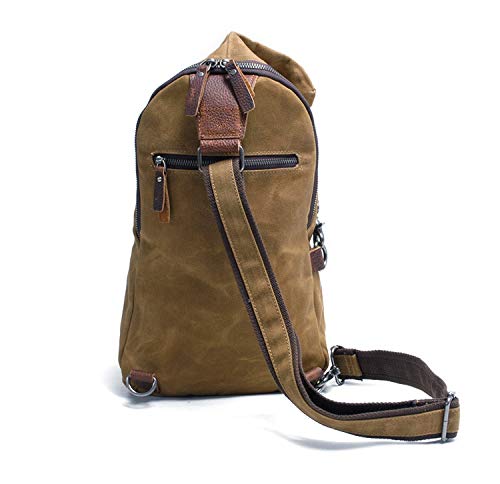 Men's Sling Backpack Waxed Canvas Crossbody Bag Casual Daypacks - color: Light Grey