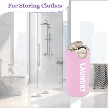 Pink Laundry Basket,Hampers for Laundry with Handle,Foldable Clothes Basket - color: 2Pcs Pink, size: L-95L
